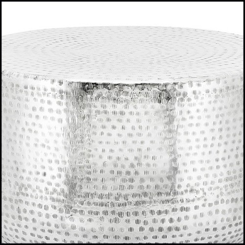 Stool with metal structure hand-hammered 162-Nickeled