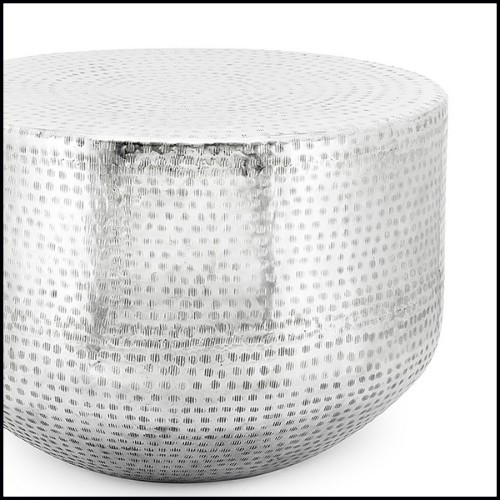 Stool with metal structure hand-hammered 162-Nickeled