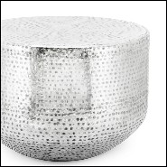 Stool with metal structure hand-hammered 162-Nickeled