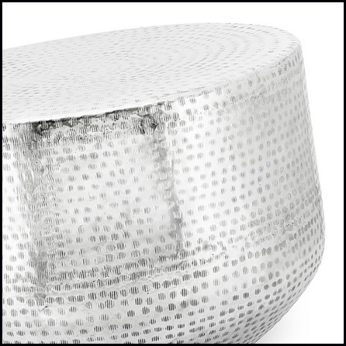 Stool with metal structure hand-hammered 162-Nickeled