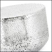 Stool with metal structure hand-hammered 162-Nickeled