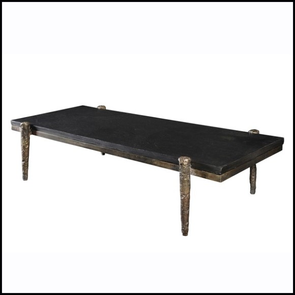 Table basse avec structure en bronze massif fabriquée à la main 179-Petra