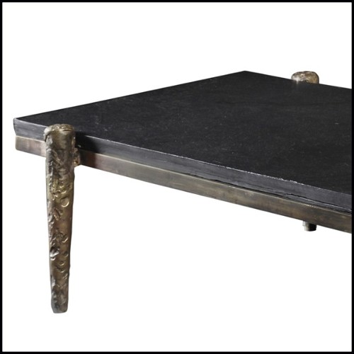 Table basse avec structure en bronze massif fabriquée à la main 179-Petra