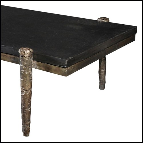 Table basse avec structure en bronze massif fabriquée à la main 179-Petra