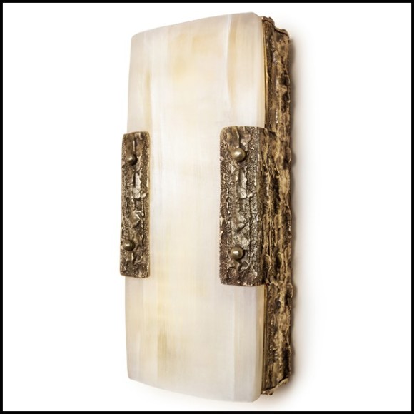 Wall lamp in solid forged bronze and in solid selenite 179-Quantum