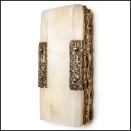 Wall lamp in solid forged bronze and in solid selenite 179-Quantum