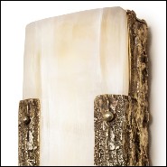 Wall lamp in solid forged bronze and in solid selenite 179-Quantum