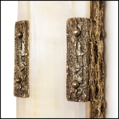 Wall lamp in solid forged bronze and in solid selenite 179-Quantum
