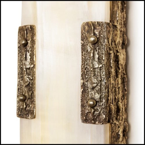 Wall lamp in solid forged bronze and in solid selenite 179-Quantum