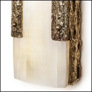 Wall lamp in solid forged bronze and in solid selenite 179-Quantum