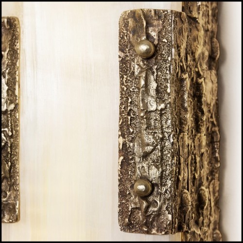 Wall lamp in solid forged bronze and in solid selenite 179-Quantum