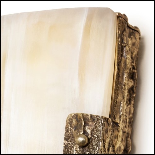 Wall lamp in solid forged bronze and in solid selenite 179-Quantum