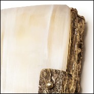 Wall lamp in solid forged bronze and in solid selenite 179-Quantum