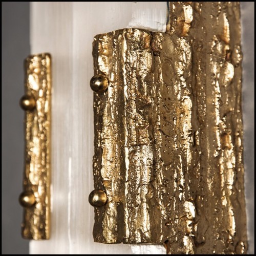 Wall lamp in solid forged bronze and in solid selenite 179-Quantum