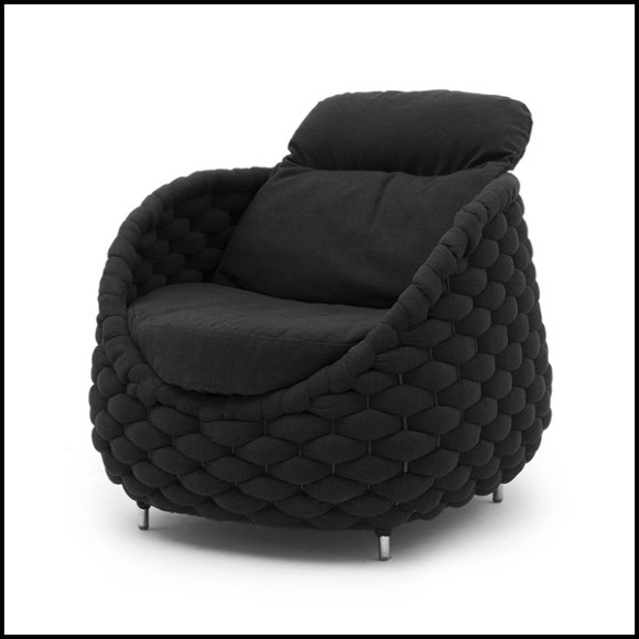 Armchair upholstered with foam and covered with polypile and wool fabric in charcoal finish 178-Knotted Up