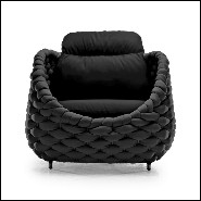 Armchair upholstered with foam and covered with polypile and wool fabric in charcoal finish 178-Knotted Up