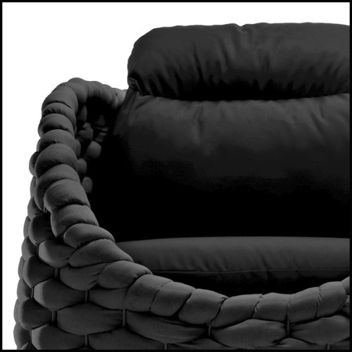 Armchair upholstered with foam and covered with polypile and wool fabric in charcoal finish 178-Knotted Up