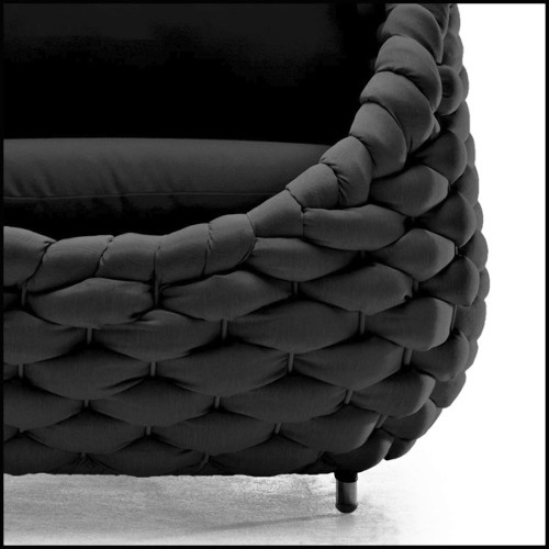 Armchair upholstered with foam and covered with polypile and wool fabric in charcoal finish 178-Knotted Up