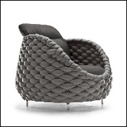Armchair upholstered with foam and covered with polypile and wool fabric in charcoal finish 178-Knotted Up