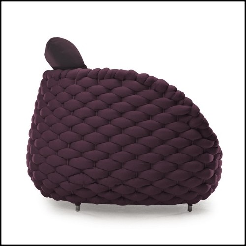 Armchair upholstered with foam and covered with polypile and wool fabric in charcoal finish 178-Knotted Up