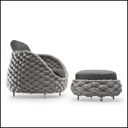 Armchair upholstered with foam and covered with polypile and wool fabric in charcoal finish 178-Knotted Up