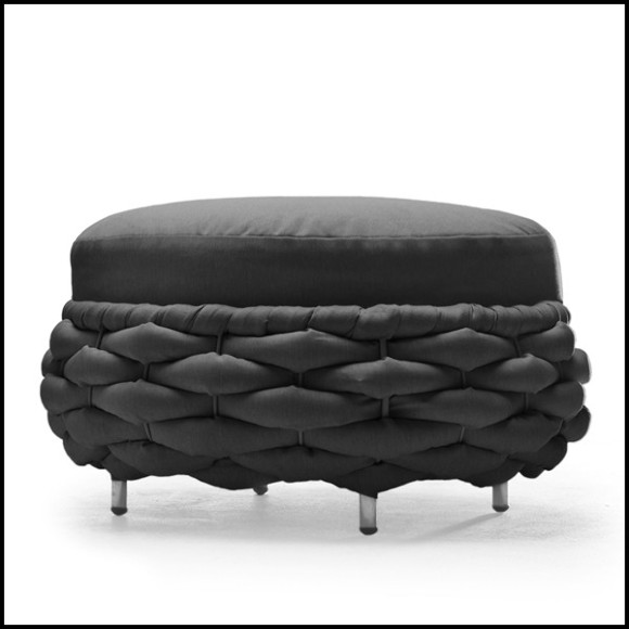 Stool upholstered with foam and covered with polypile and wool fabric in charcoal finish 178-Knotted Up