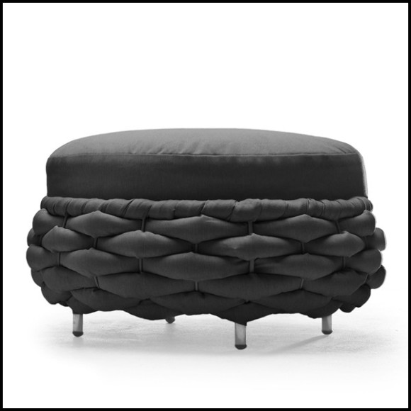 Tabouret rembourré de mousse et recouvert de tissu en laine finition anthracite 178-Knotted Up