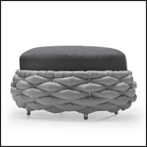 Stool upholstered with foam and covered with polypile and wool fabric in charcoal finish 178-Knotted Up