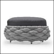 Stool upholstered with foam and covered with polypile and wool fabric in charcoal finish 178-Knotted Up