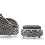 Stool upholstered with foam and covered with polypile and wool fabric in charcoal finish 178-Knotted Up