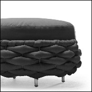 Stool upholstered with foam and covered with polypile and wool fabric in charcoal finish 178-Knotted Up