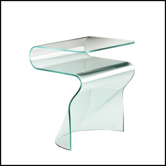 Table d'appoint moulée dans une plaque de verre clair incurvée de 10 mm d'épaisseur 146-Wavy Glass