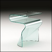 Side table casted in one slab of curved clear glass in 10 mm thickness 146-Wavy Glass