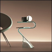 Side table casted in one slab of curved clear glass in 10 mm thickness 146-Wavy Glass