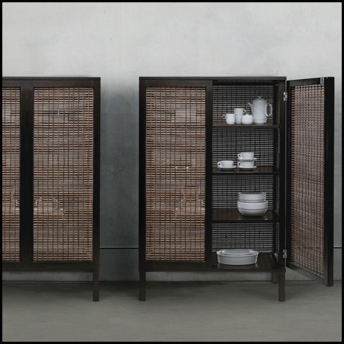 Cabinet avec structure en bois de noyer et bois d'érable finition marron 178-Beijing