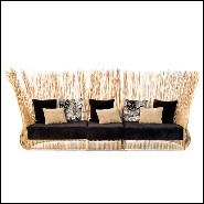 Canapé en acier et rotin naturel composé de 2 fauteuils d'angle et d'un siège lounge central 178-Bundle Triple