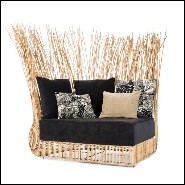 Canapé en acier et rotin naturel composé de 2 fauteuils d'angle et d'un siège lounge central 178-Bundle Triple