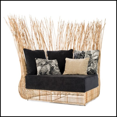 Sofa with structure in steel and natural rattan composed of 2 corner lounge chairs 178-Bundle double