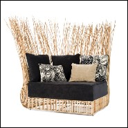 Canapé avec structure en acier et rotin naturel composé de 2 fauteuils d'angle 178-Bundle double