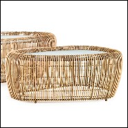 Coffee table made with steel structure and natural rattan 178-Bundle Lounge