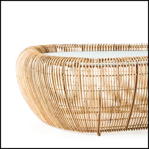 Table basse avec structure en acier et rotin naturel 178-Bundle Lounge