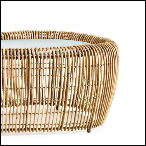 Table basse avec structure en acier et rotin naturel 178-Bundle Lounge