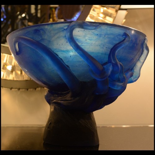 Vase en cristal bleu de Baccarat fabriqué à la main PC-Octopus