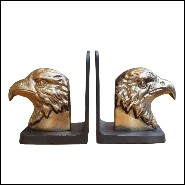 Set de 2 serre-livres avec structure en métal doré sur socle en métal noirci 181-Eagles Set 2