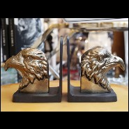 Set of 2 bookends made in gilt metal and blackened metal base 181-Eagles set 2