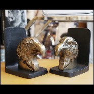 Set de 2 serre-livres avec structure en métal doré sur socle en métal noirci 181-Eagles Set 2