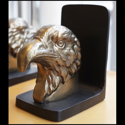 Set of 2 bookends made in gilt metal and blackened metal base 181-Eagles set 2