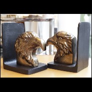 Set de 2 serre-livres avec structure en métal doré sur socle en métal noirci 181-Eagles Set 2