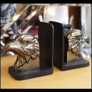 Set de 2 serre-livres avec structure en métal doré sur socle en métal noirci 181-Eagles Set 2