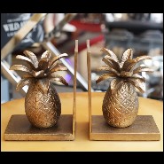 Set de 2 serre-livres avec structure en métal doré sur socle en métal noirci 181-Pineapple set of 2